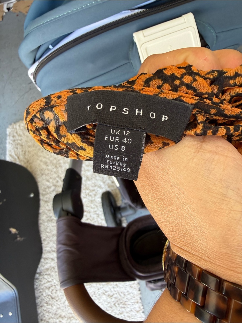 Topshop Orange and Black Floral Ruffle Sleeve Blouse - Picture 4 of 4